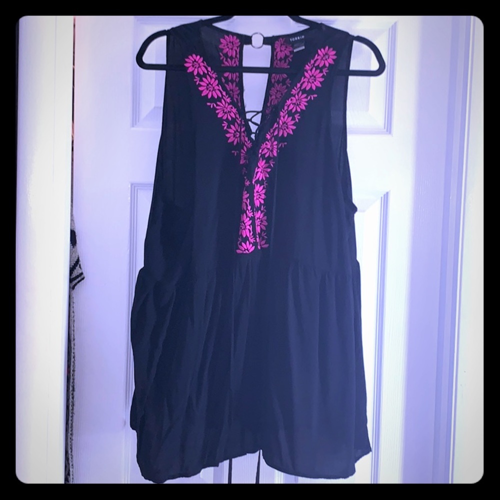 Lace up blouse